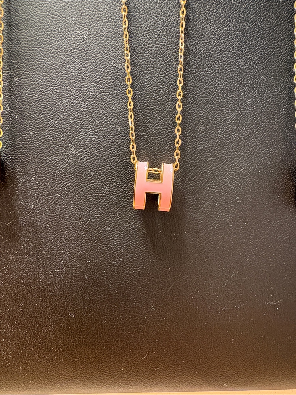 Stainless steel Pink Gold-Tone Medium Initial Pendant Necklace